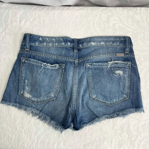 KanCan Destructed Torn Denim Jean Shorts Raw Hem Size Medium - Picture 2 of 7